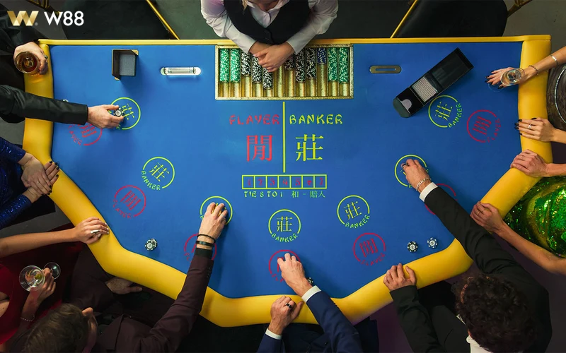 Giao diện sảnh Baccarat W88 với dealer chuyên nghiệp