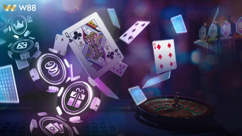 Hình ảnh giao diện chính của Casino online W88 với sắc xanh đặc trưng.